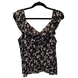 Cato Floral Ruffle Sleeveless Blouse Top